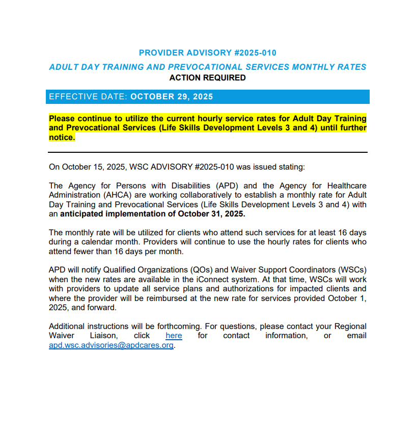 PROVIDER ADVISORY #2025-010